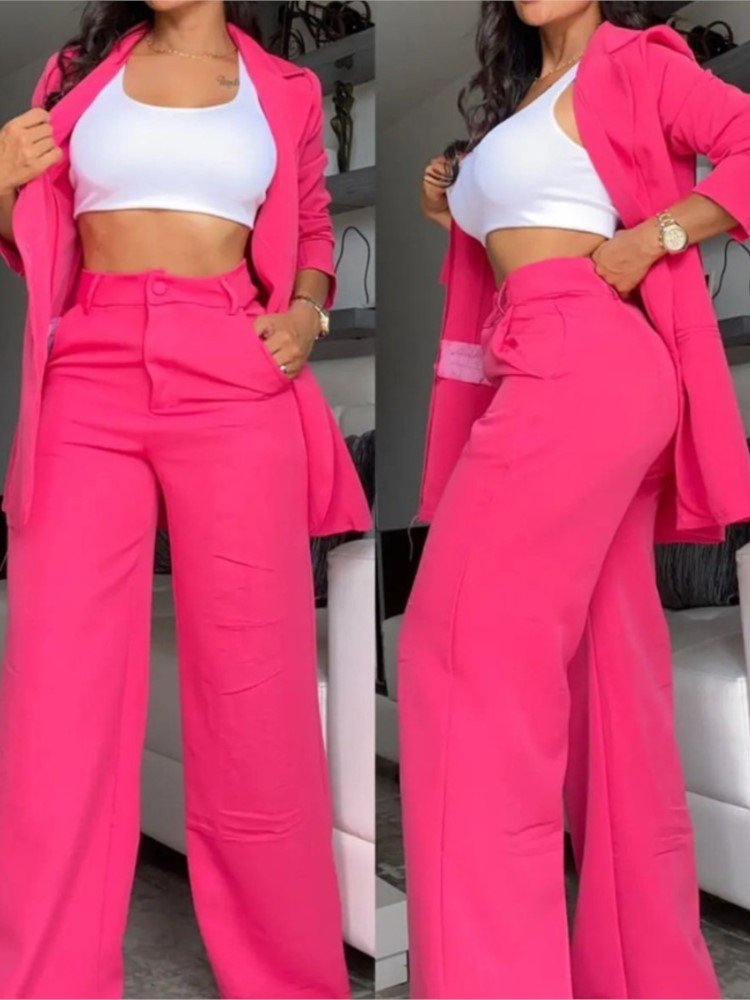 Women'S Fashion Business Casual - جديد الخريف المرأة أزياء الصلبة محززة