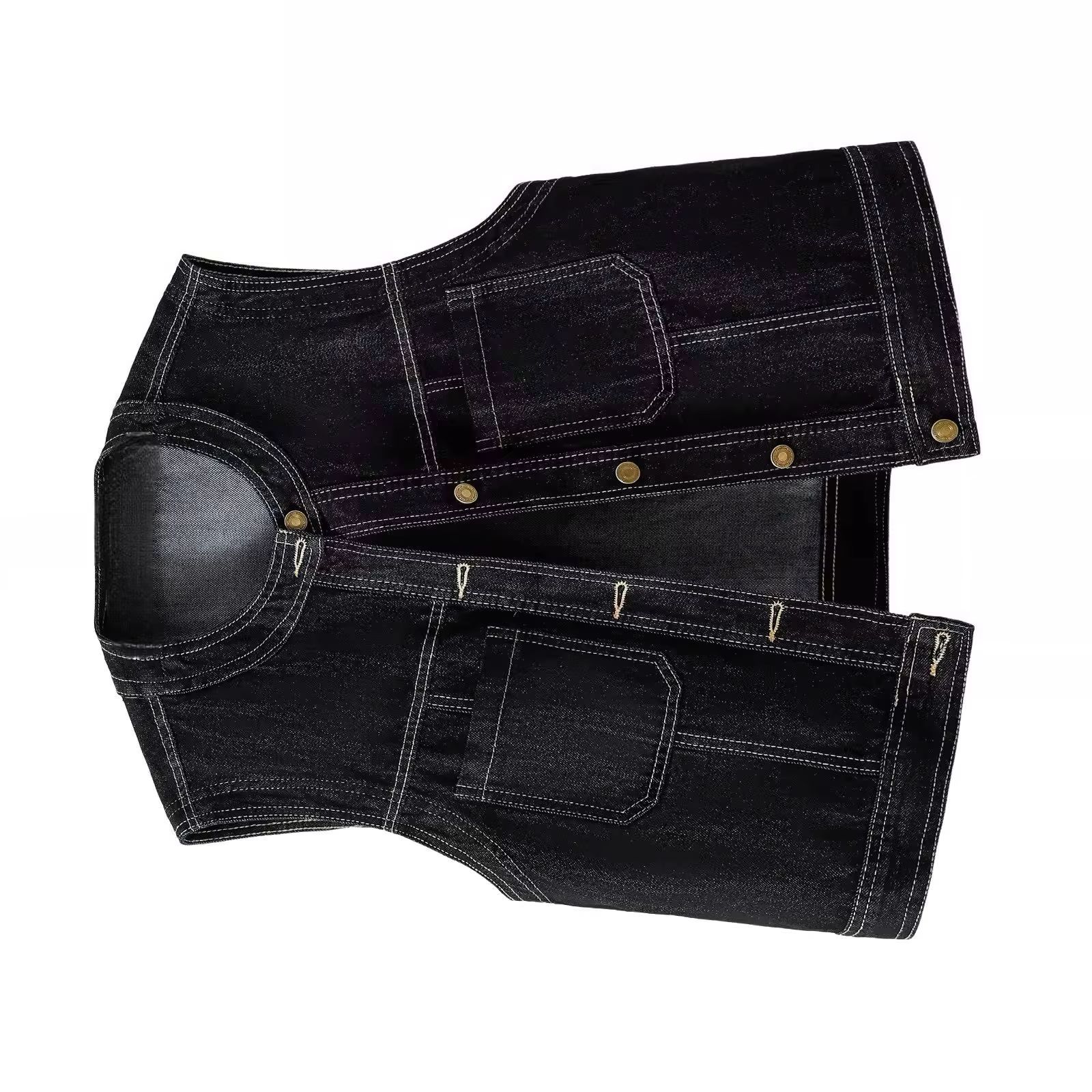 Women Fashion Jeans Top - سترة جينز نسائية بدون أكمام برقبة