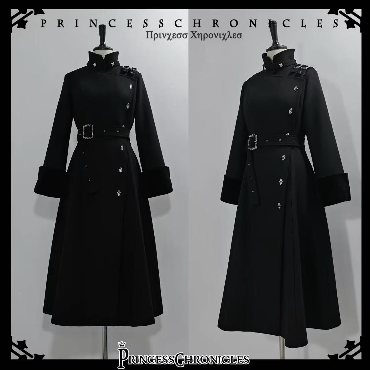 Women Fashion Jackets - معطف صوفي طويل أنيق بأسلوب قوطي