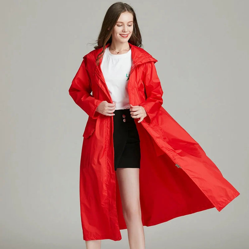 Women'S Fashion Rain Jacket - المرأة خفيفة الوزن أحمر أسود تنفس