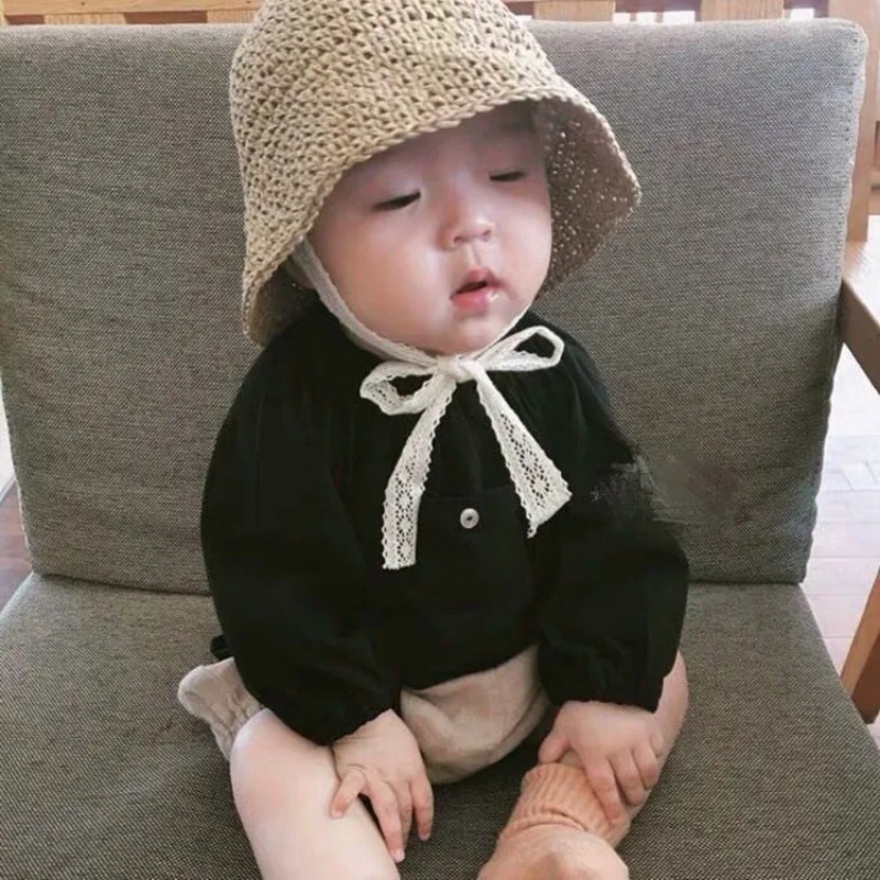 Straw Hat Summer - قبعات قش صيفية كورية للأطفال الصغار