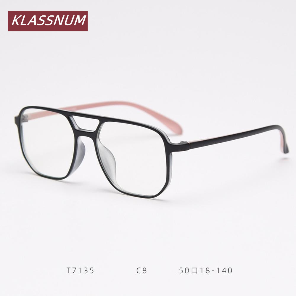 Women'S Fashion Glasses Non Prescription - إطار نظارات مربع بجسر مزدوج من