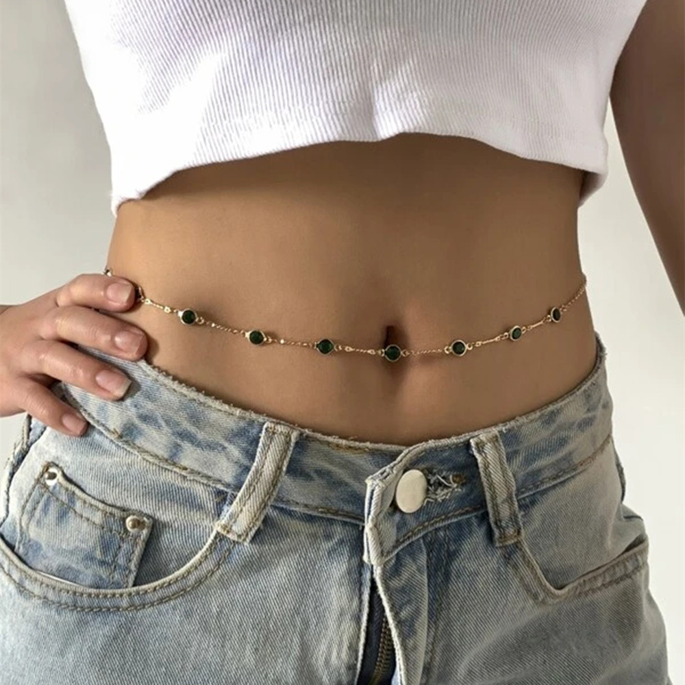 Women'S Y2K Fashion Aesthetic - موضة مثير Aesthetic سلسلة البطن الجمالية