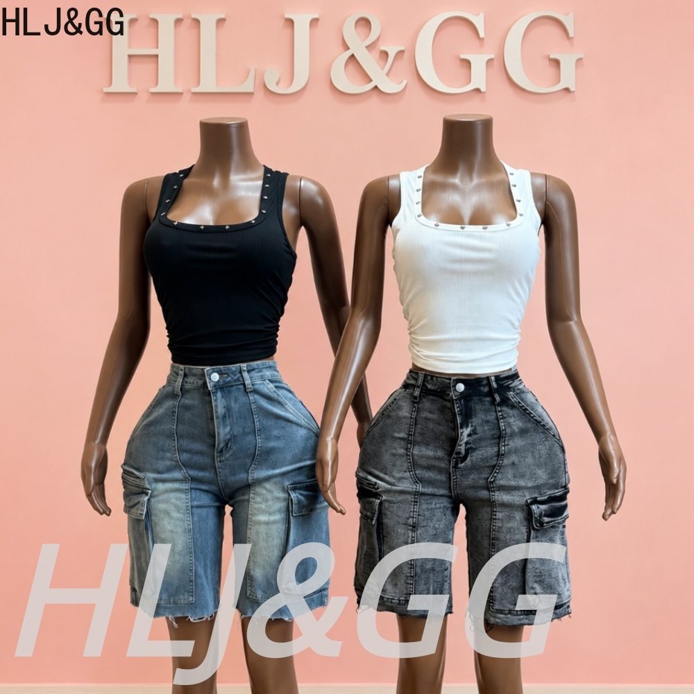 طقم من قطعتين من HLJ&GG: شورت  - مراجعة Women Fashion Jeans Top وسعره