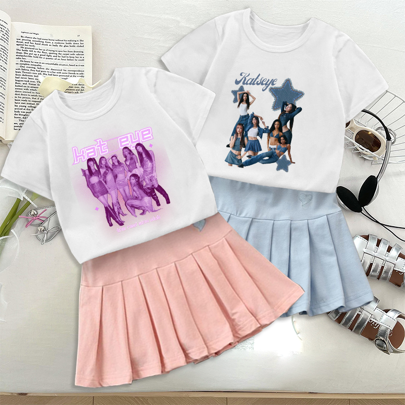 موضة K البوب K-KATSEYE تي شيرت - مراجعة Women'S Fashion Kilt وسعره