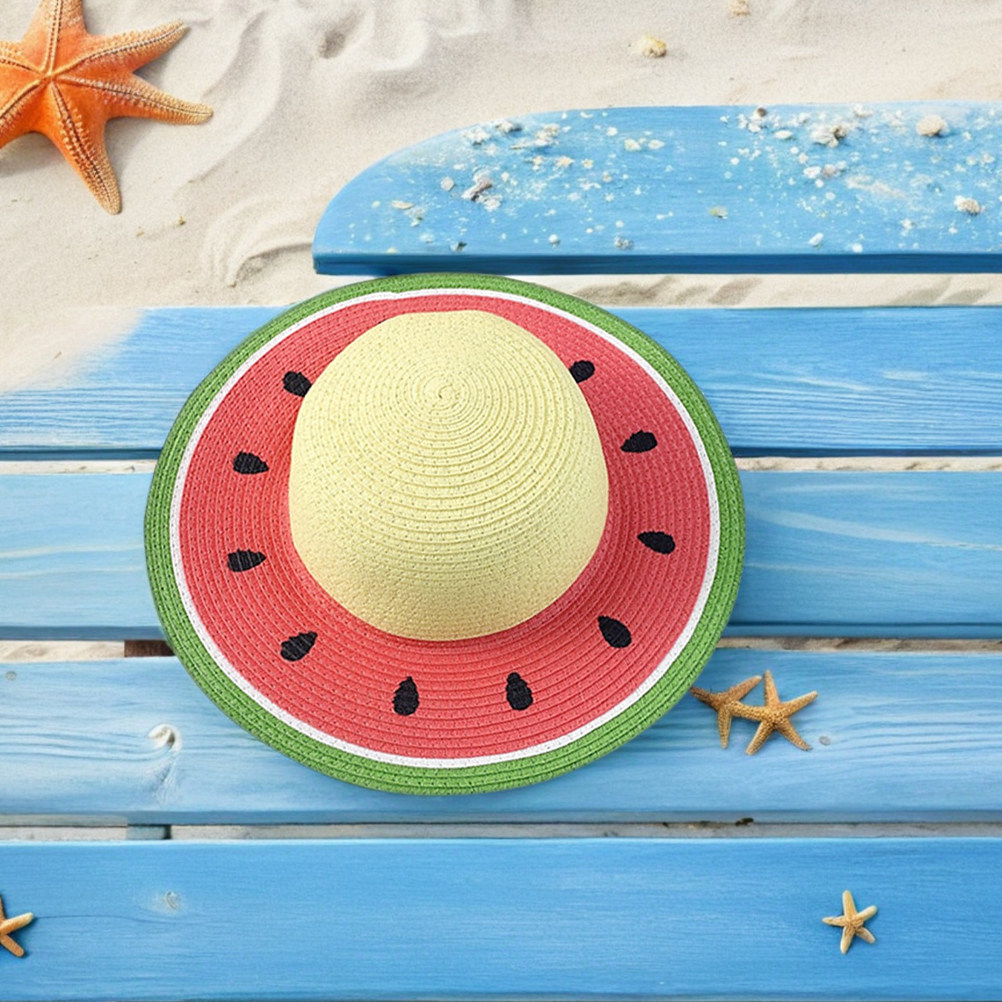 قبعة قش للبنات بتصميم البطيخ،  - مراجعة Straw Hat Summer وسعره