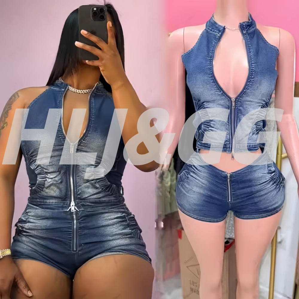 HLJ & GG الأزرق موضة الدنيم ال - مراجعة Women Fashion Jeans Top وسعره