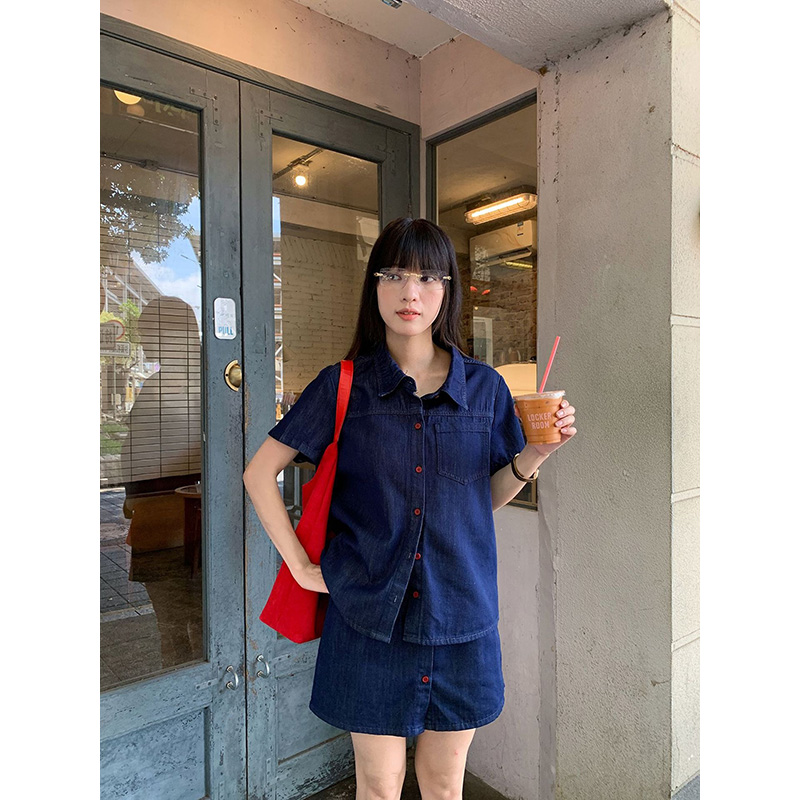 قميص دينيم نسائي قصير الأكمام  - مراجعة Women Fashion Jeans Top وسعره
