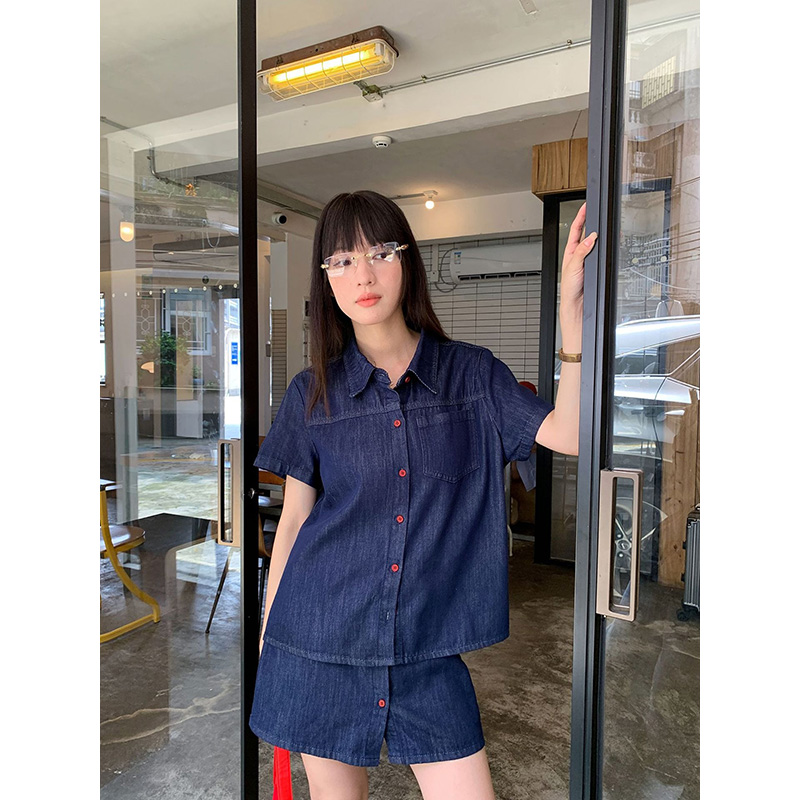 قميص دينيم نسائي قصير الأكمام  - مراجعة Women Fashion Jeans Top وسعره