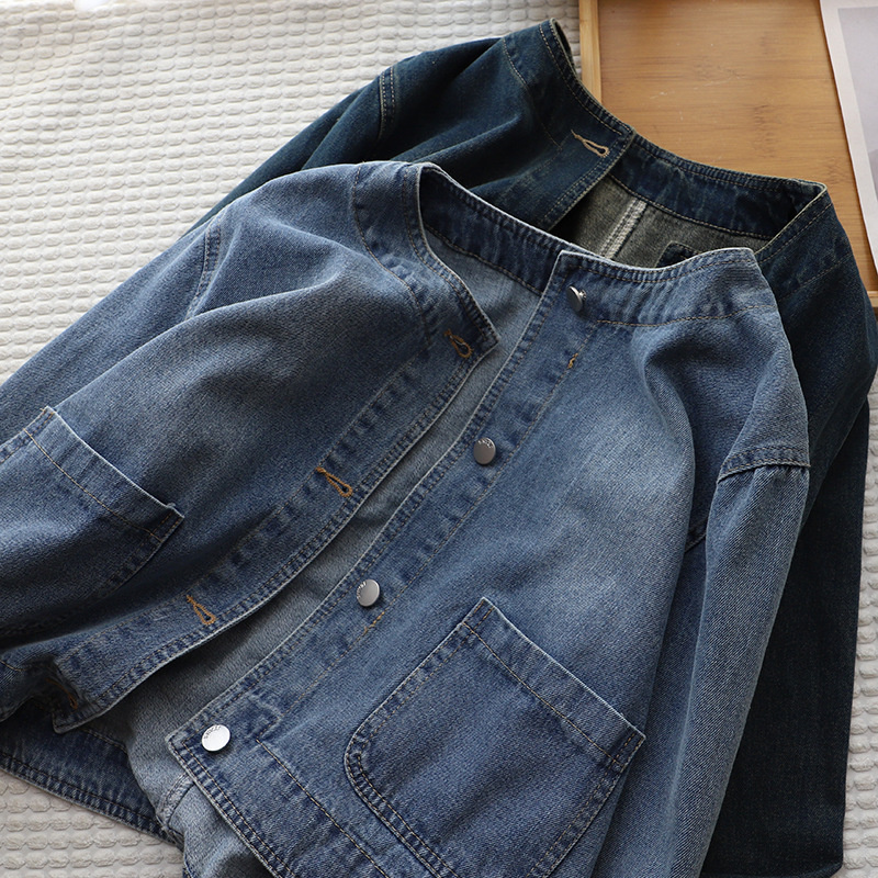 جاكيت جينز نسائي بياقة دائرية، - مراجعة Women Fashion Jeans Top وسعره