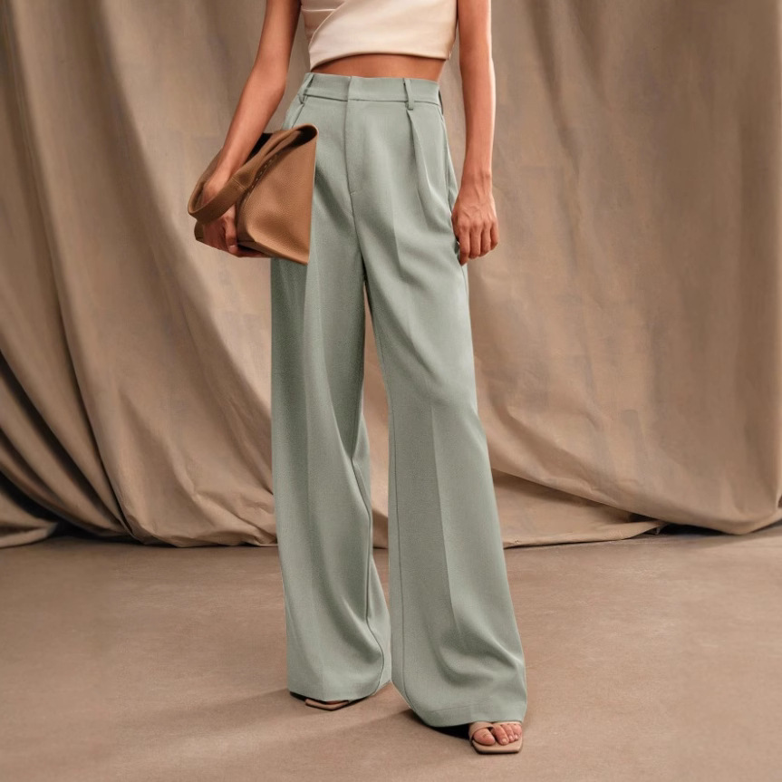 بنطلون نسائي واسع الساق فضفاض  - مراجعة Women'S Fashion Business Casual وسعره
