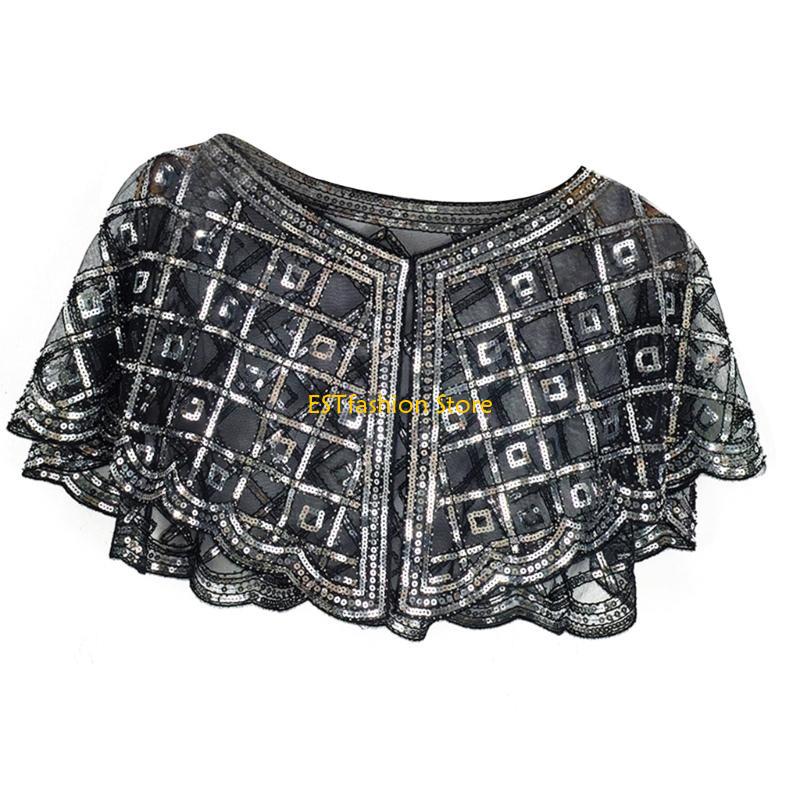 Y5GC وشاح شال مزين بالترتر وال - مراجعة Women'S Fashion Roaring 20S وسعره