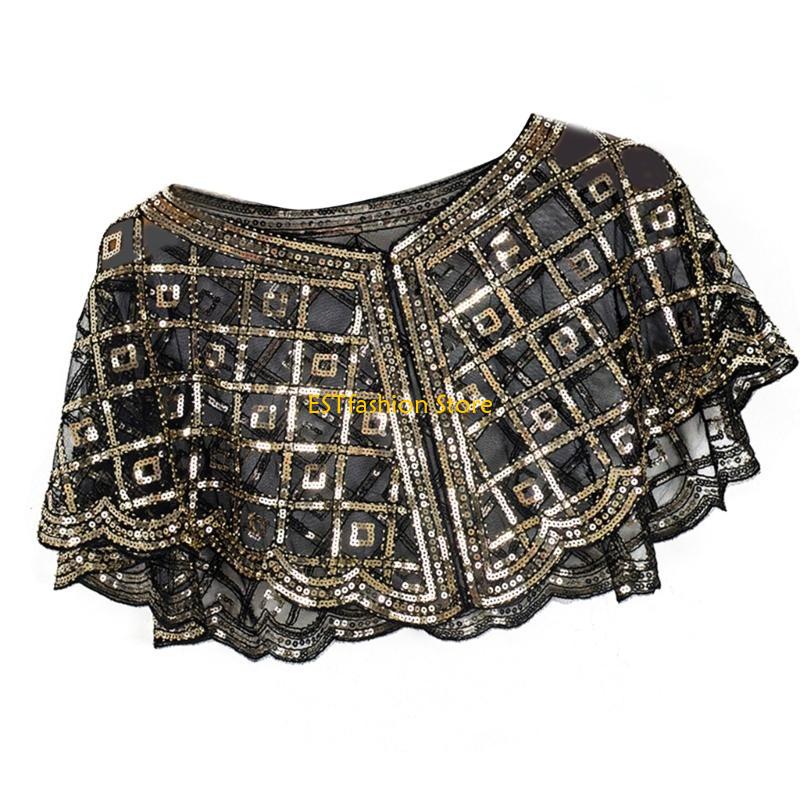 Y5GC وشاح شال مزين بالترتر وال - مراجعة Women'S Fashion Roaring 20S وسعره