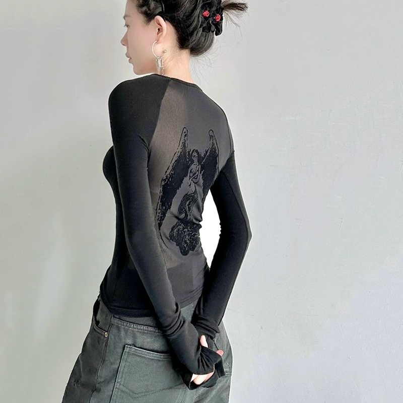 Gidyq-تي شيرت ضيق مطبوع على شك - مراجعة Women Fashion Usa وسعره