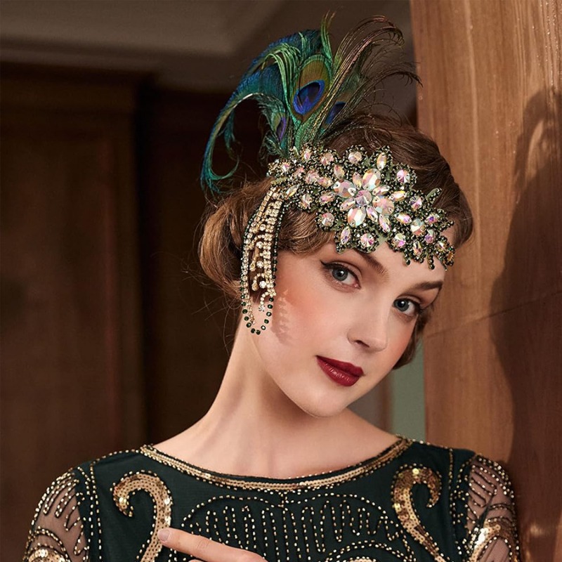 عقال زعنفة عتيقة مع ريشة ، خوذ - مراجعة Women'S Fashion Roaring 20S وسعره