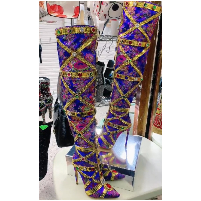 أحذية طويلة فوق الركبة بكعب عا - مراجعة Women'S Fashion Knee High Boots وسعره
